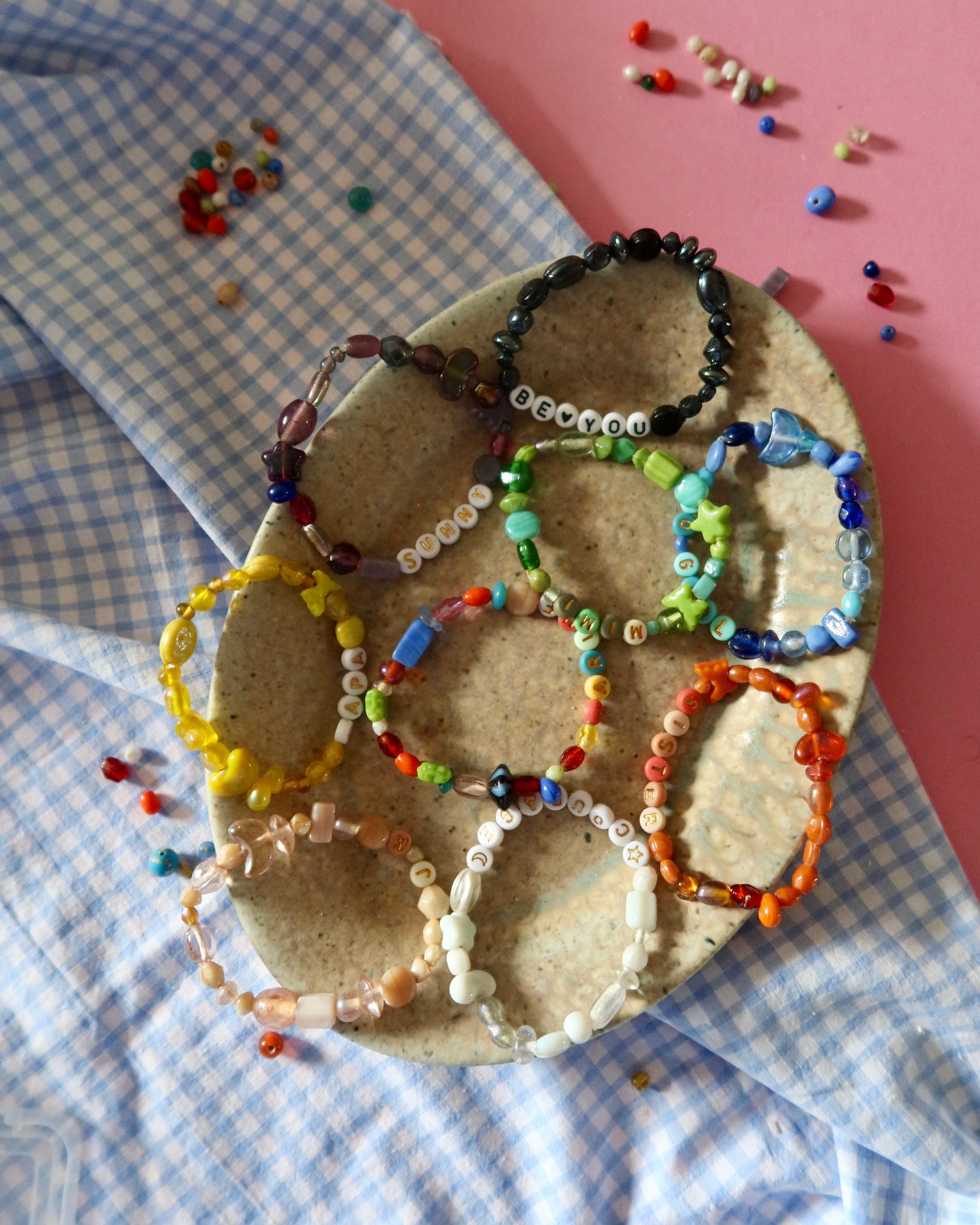 Bracelet personnalisé | perles en verre & porcelaine