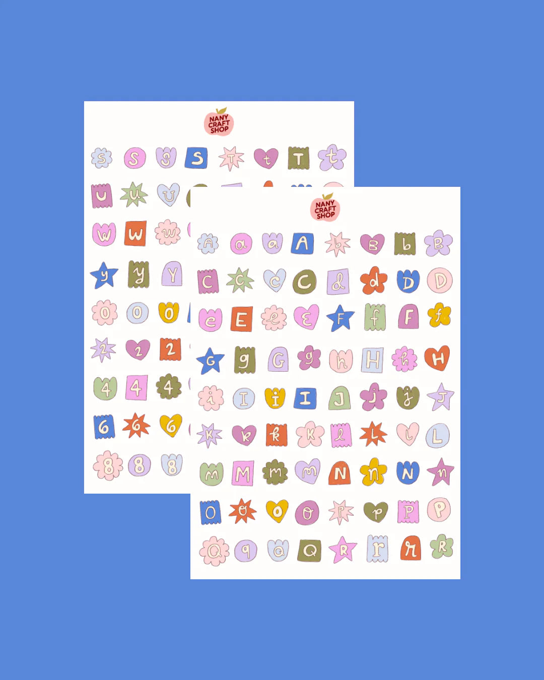 Planche stickers Alphabet Multicolore A5 | 2 planches