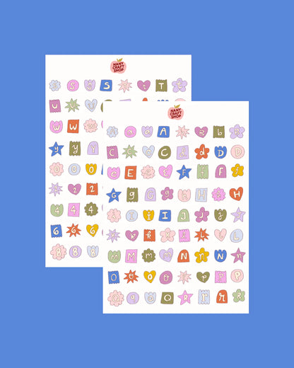 Planche stickers Alphabet Multicolore A5 | 2 planches