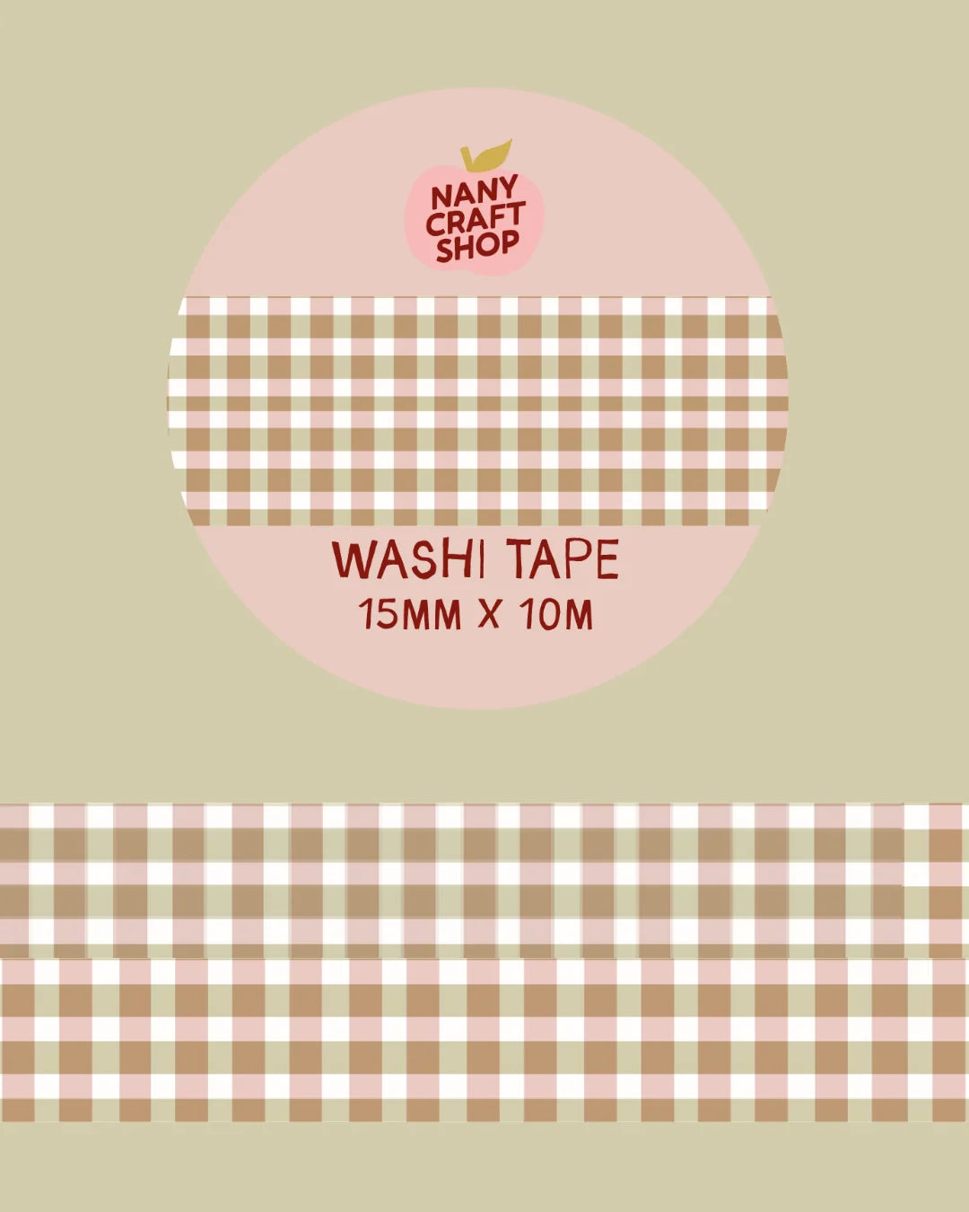 Washi Tape - Vichy rose et vert