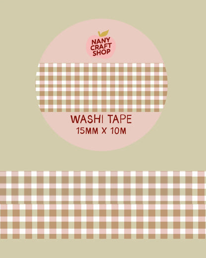 Washi Tape - Vichy rose et vert