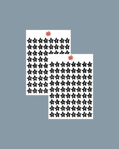 Planche de stickers alphabet étoiles | 2 planches