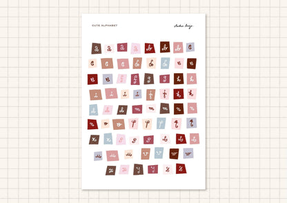 Planche de stickers lettres pastels