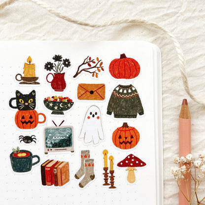 Planche d'autocollants A6 - Halloween effrayant