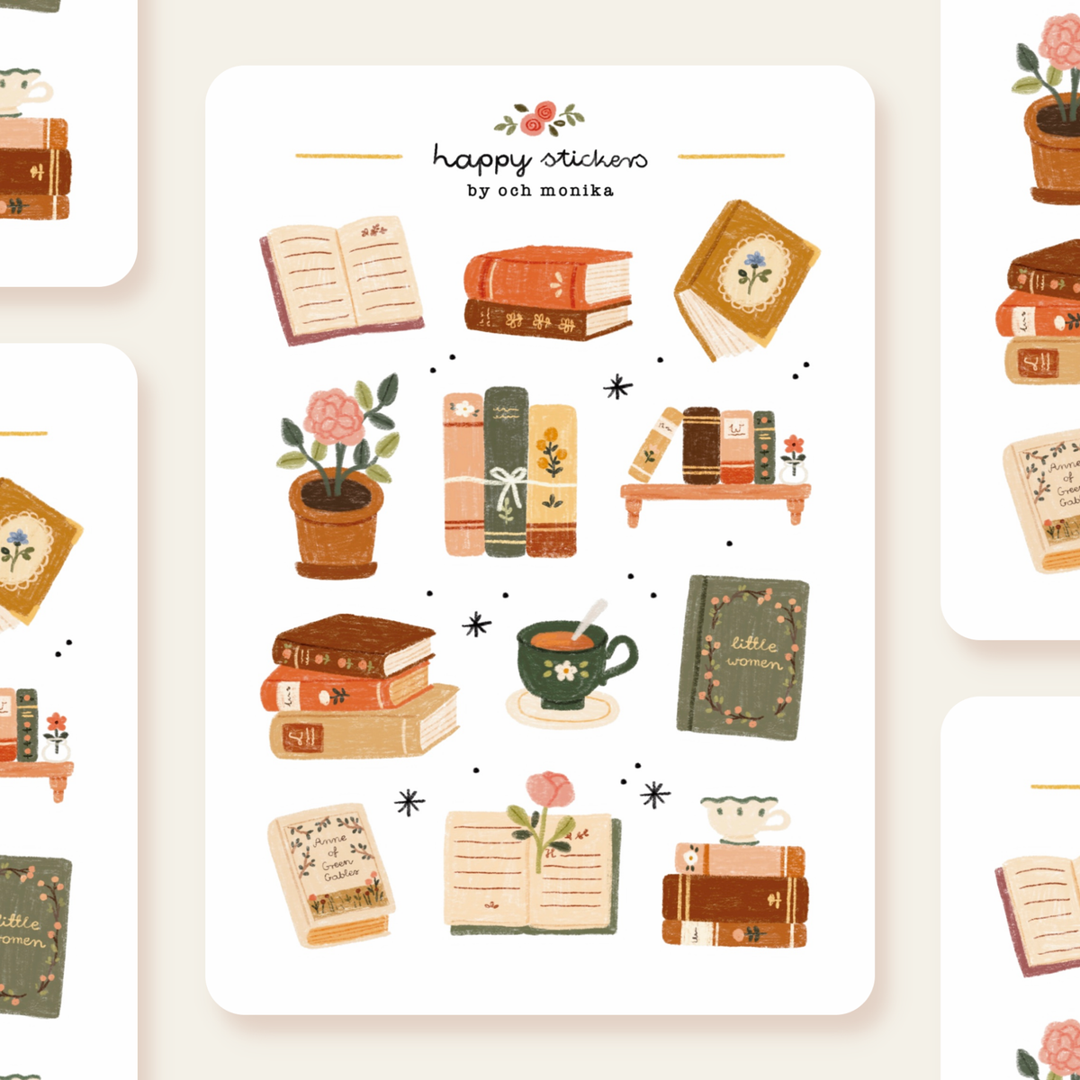 Planche d'autocollants A6 - Bookish