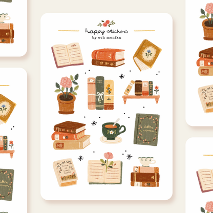 Planche d'autocollants A6 - Bookish