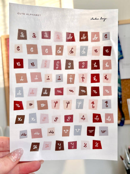 Planche de stickers lettres pastels