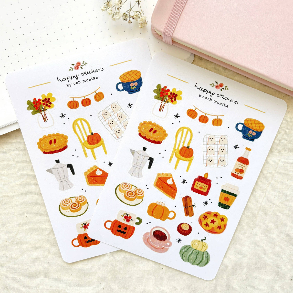 Planche d'autocollants A6 - Fall Café