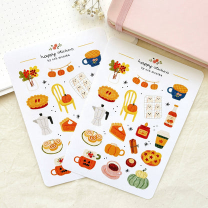 Planche d'autocollants A6 - Fall Café