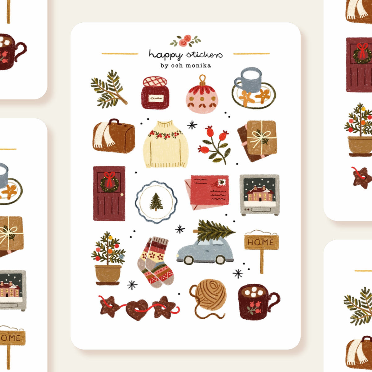 Planche d'autocollants - Retour à la maison pour Noël