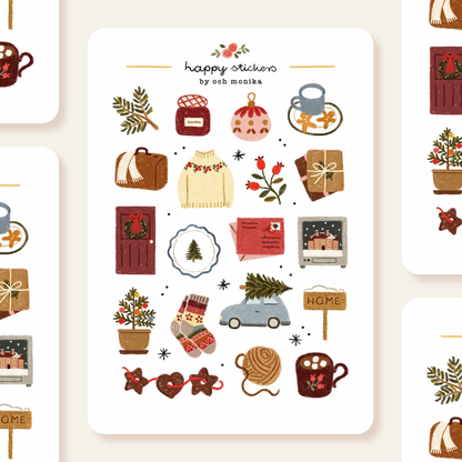 Planche d'autocollants - Retour à la maison pour Noël