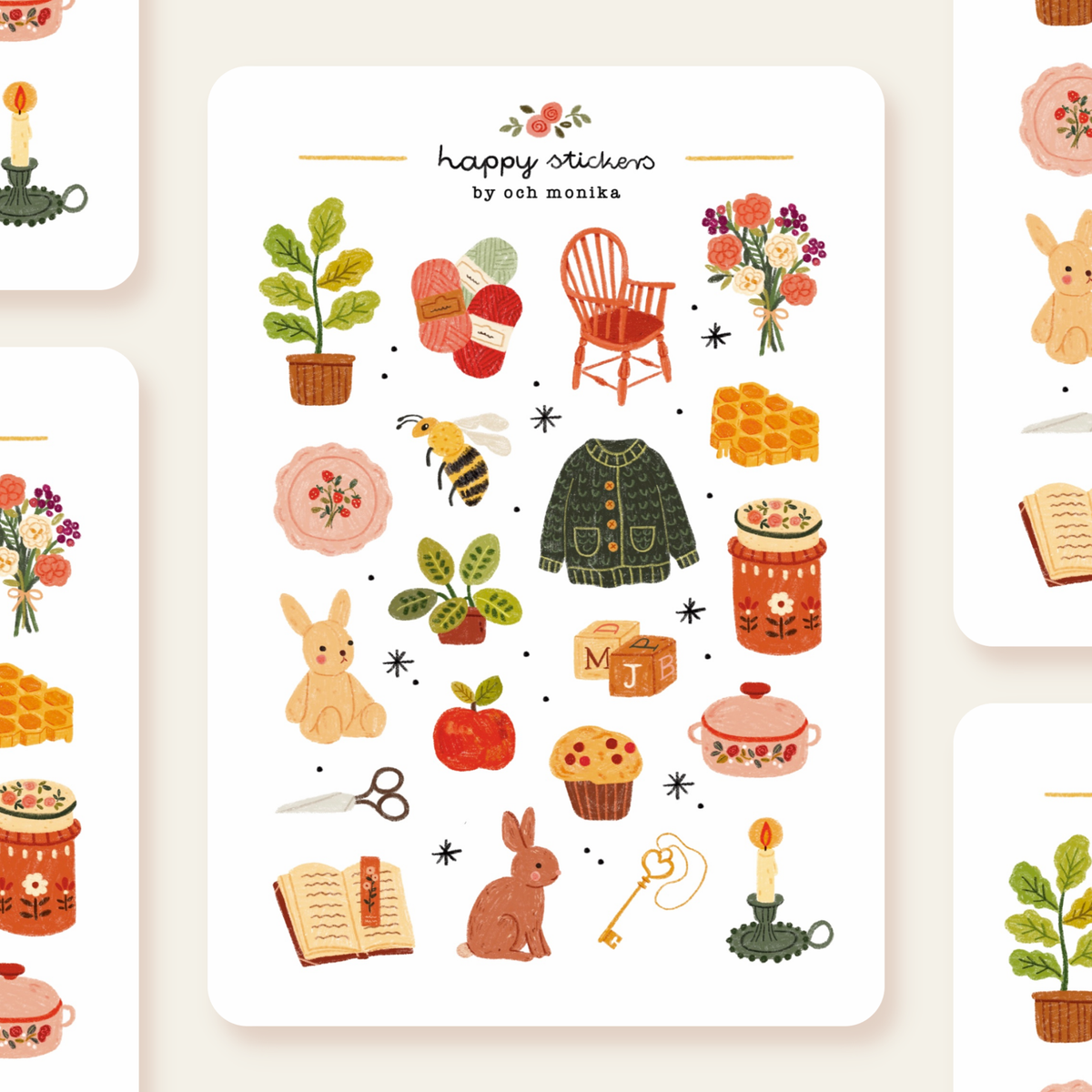 Planche d'autocollants A6 - Douce après‑midi