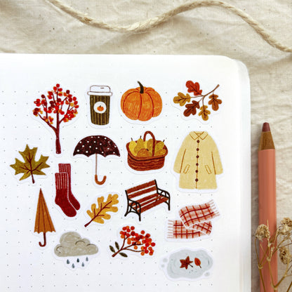 Planche d'autocollants A6 - Balade d'automne