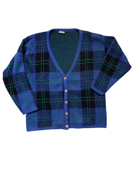 Cardigan à carreaux bleu | T. XL