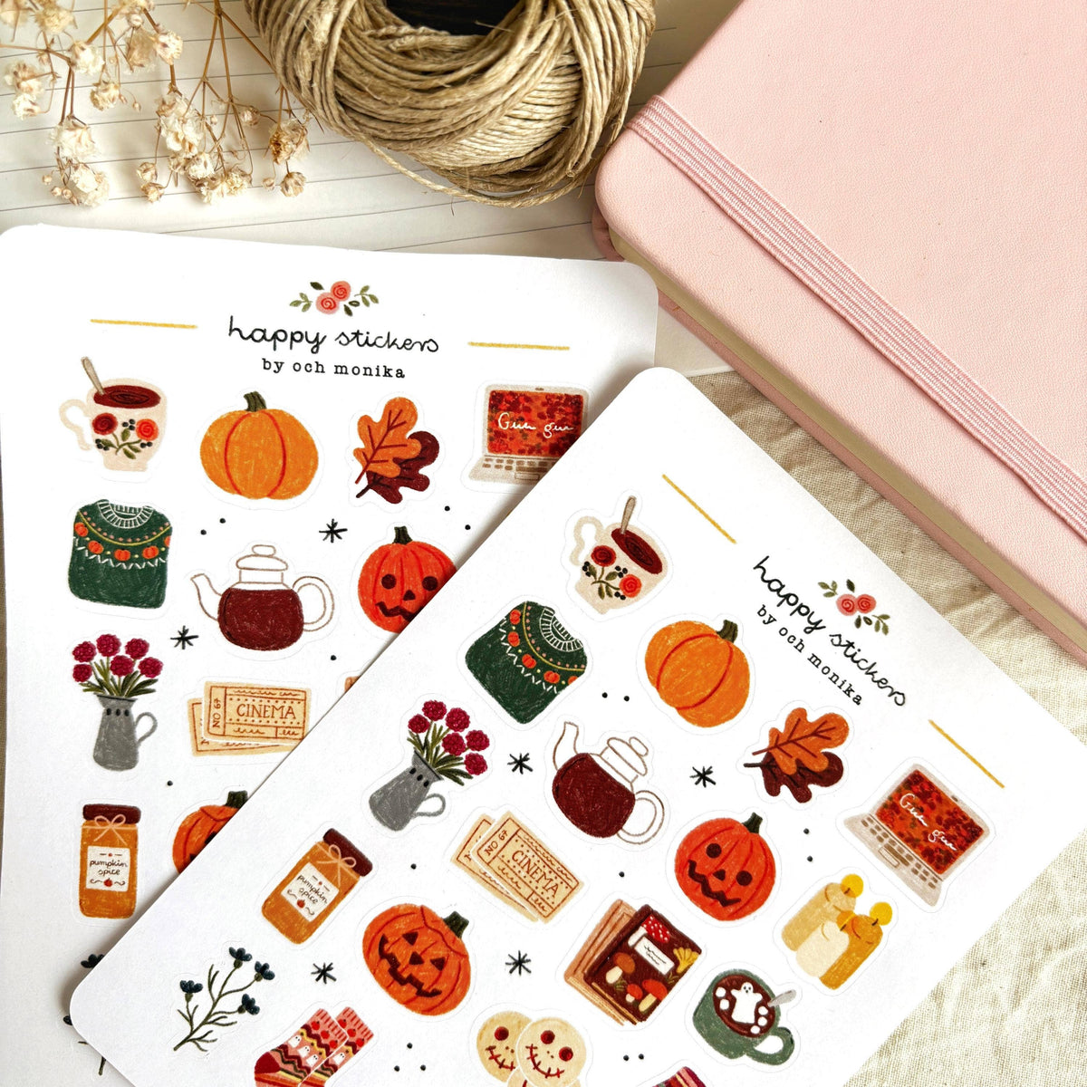 Planche d'autocollants A6 - Halloween cosy