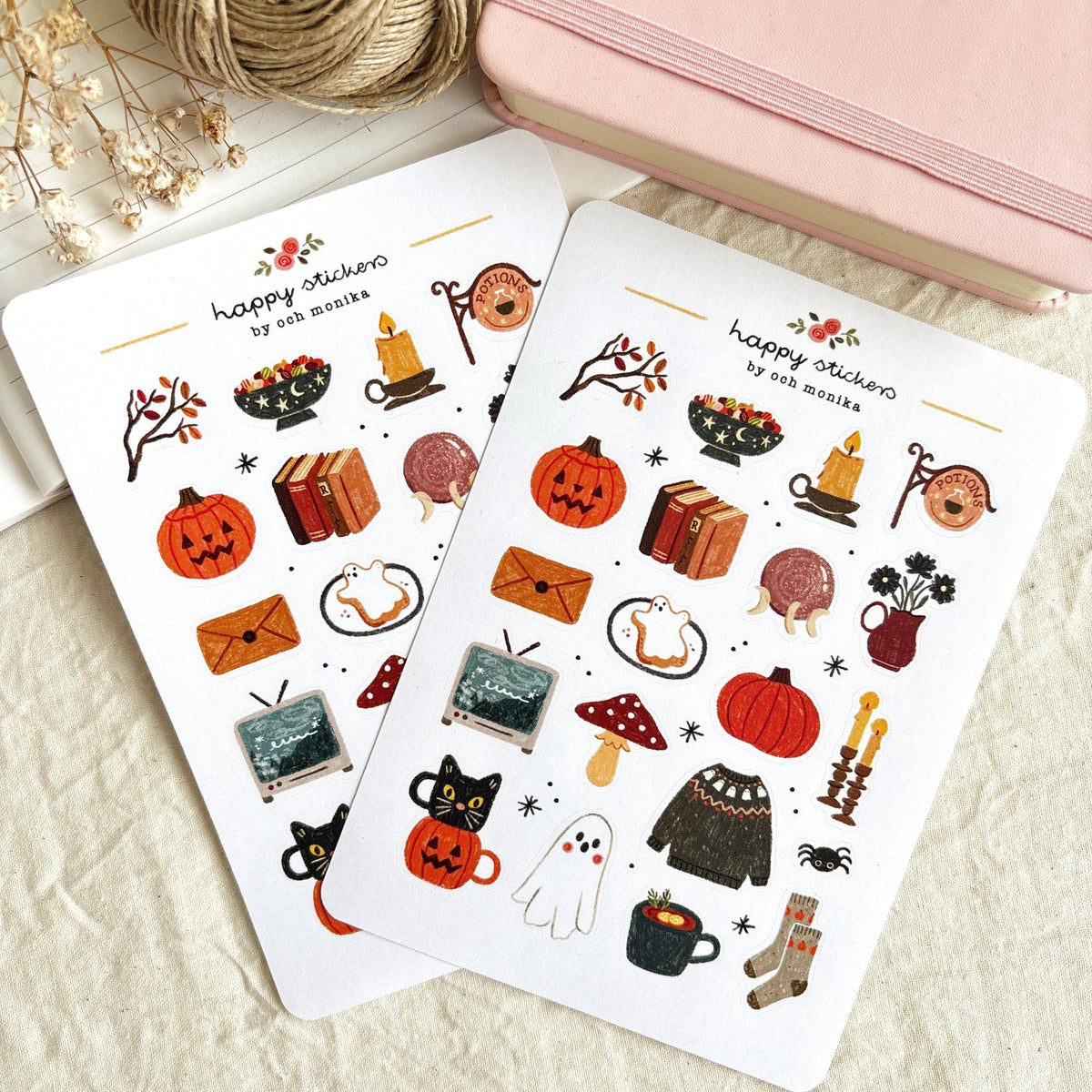 Planche d'autocollants A6 - Halloween effrayant