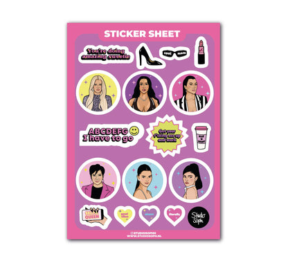 Planche de stickers A5 - Kardashians