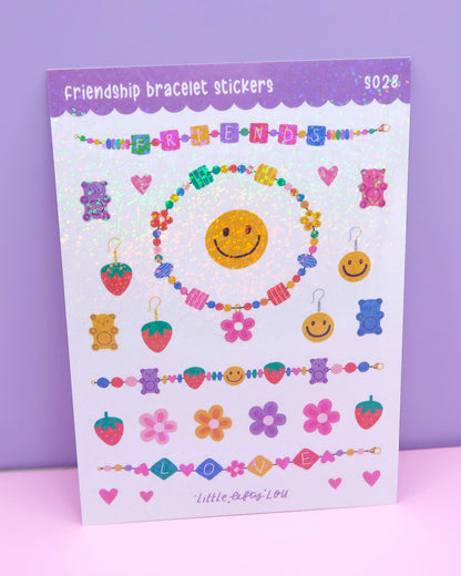 Planche d'autocollants A6 - Bracelet d'amitié holographique pailletée