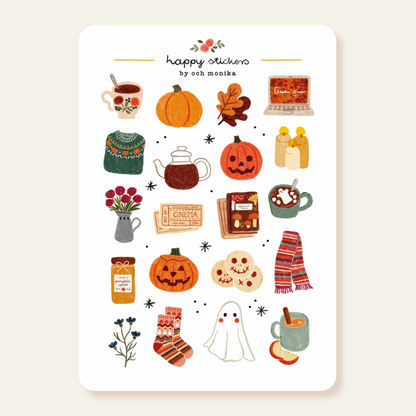 Planche d'autocollants A6 - Halloween cosy