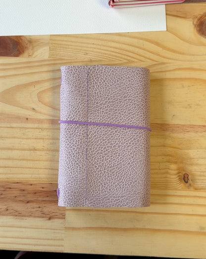 Carnet en cuir grainé - Lilas