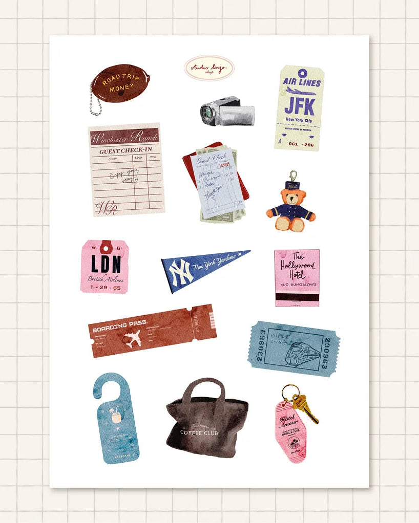Planche de Stickers A5 - Junk Journal Trip
