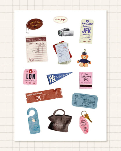 Planche de Stickers A5 - Junk Journal Trip