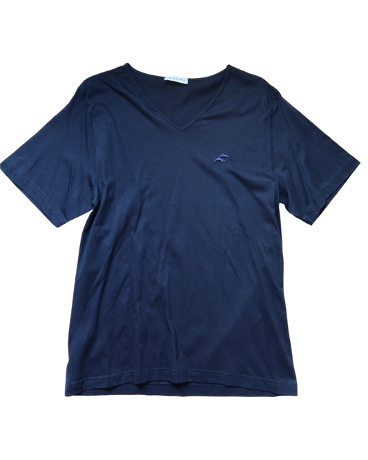 T-shirt bleu marine brodé dauphins | T. L