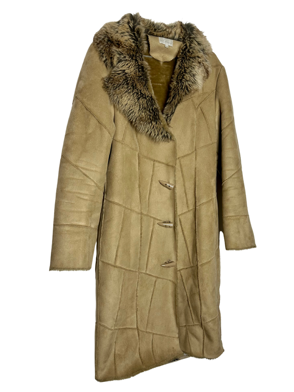 Manteau long style peau lainée beige | 38