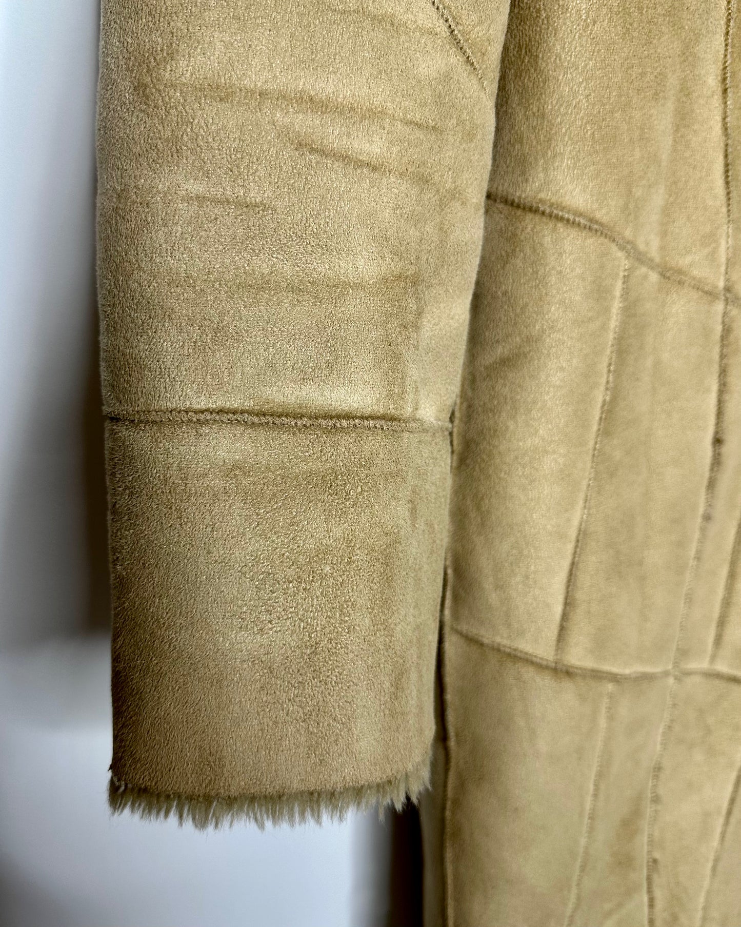 Manteau long style peau lainée beige | 38