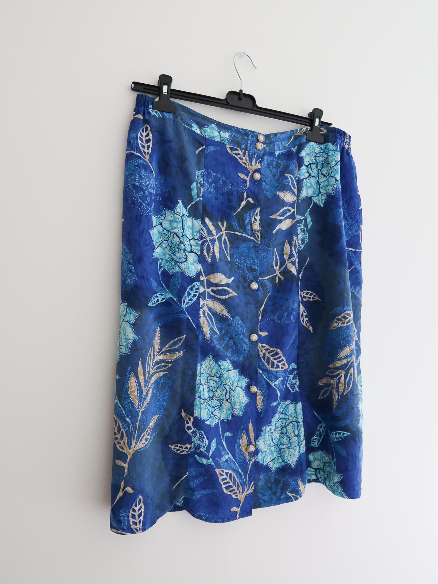 Jupe mi-longue à fleurs bleu | XL