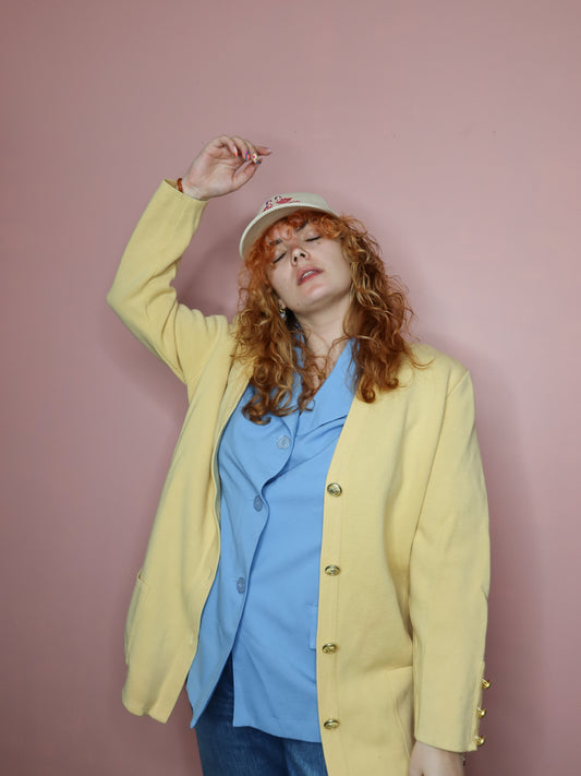 Cardigan long jaune pastel | L