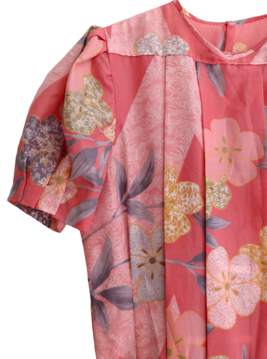 Robe rose à fleurs | S