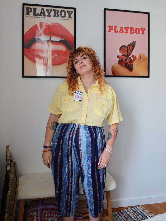 Chemise jaune plissée | L