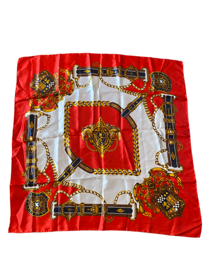 Foulard rouge à motifs blason