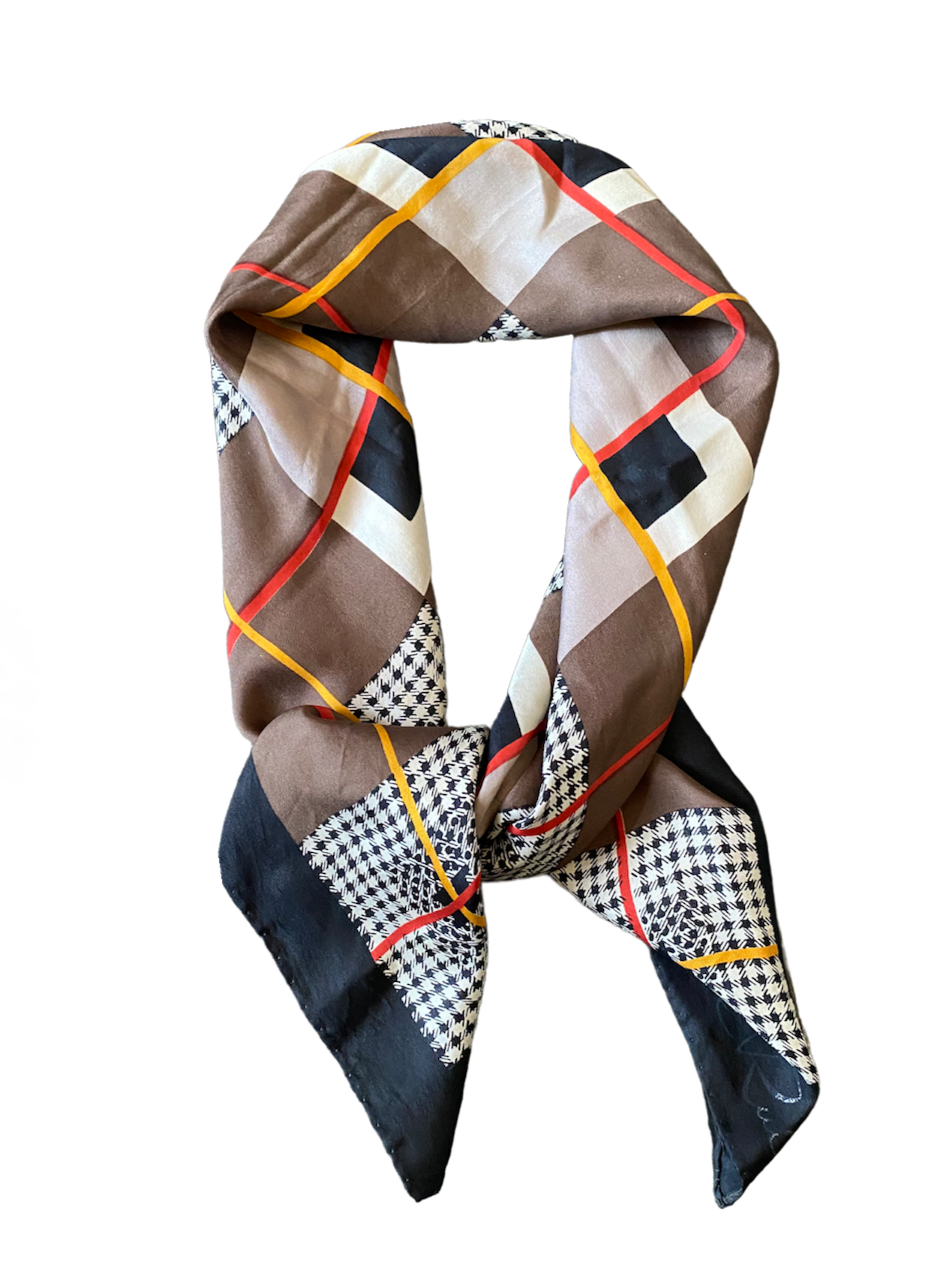 Foulard à carreaux et pied de poule