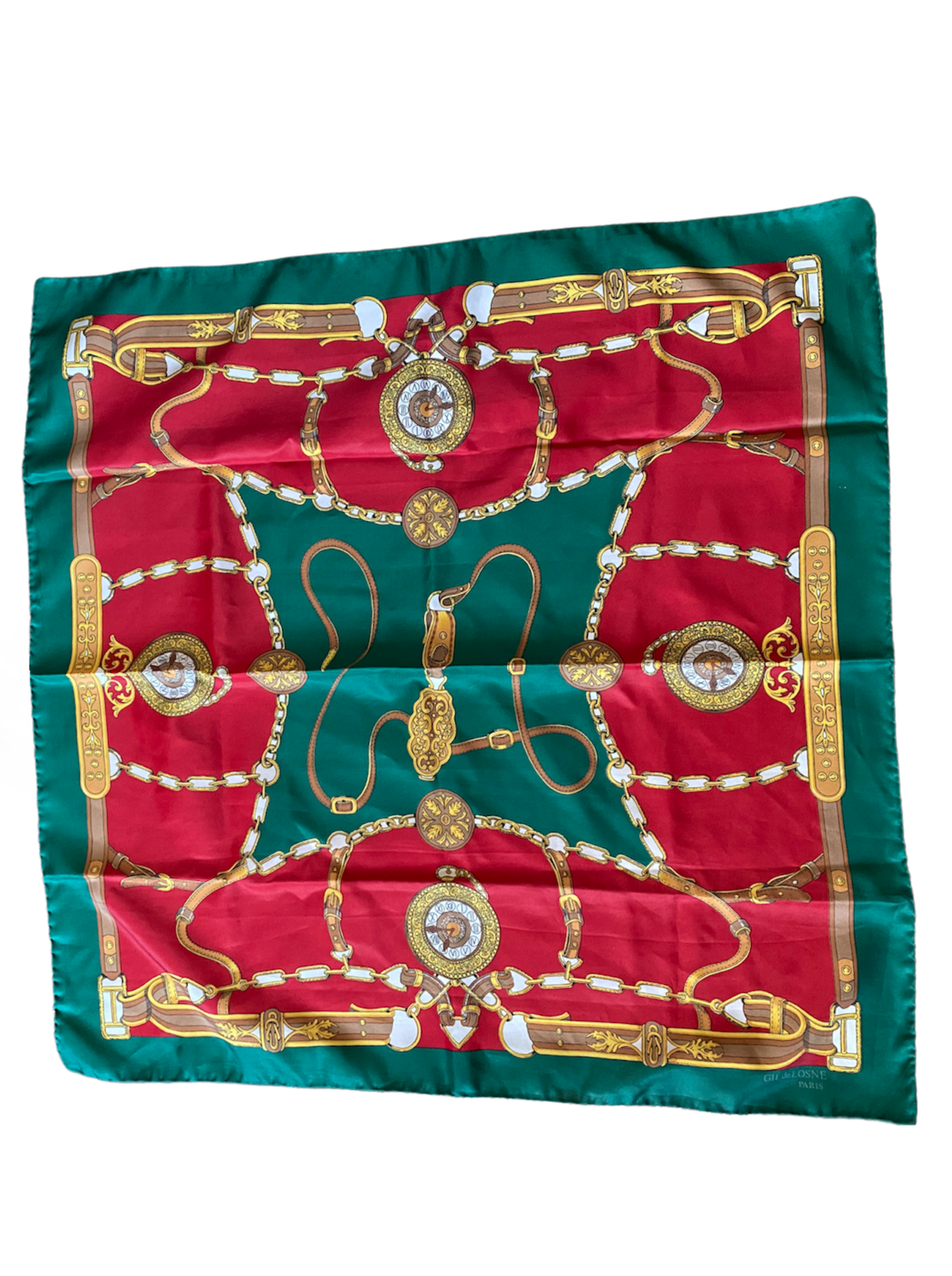 Foulard rouge et vert à motifs chaînes