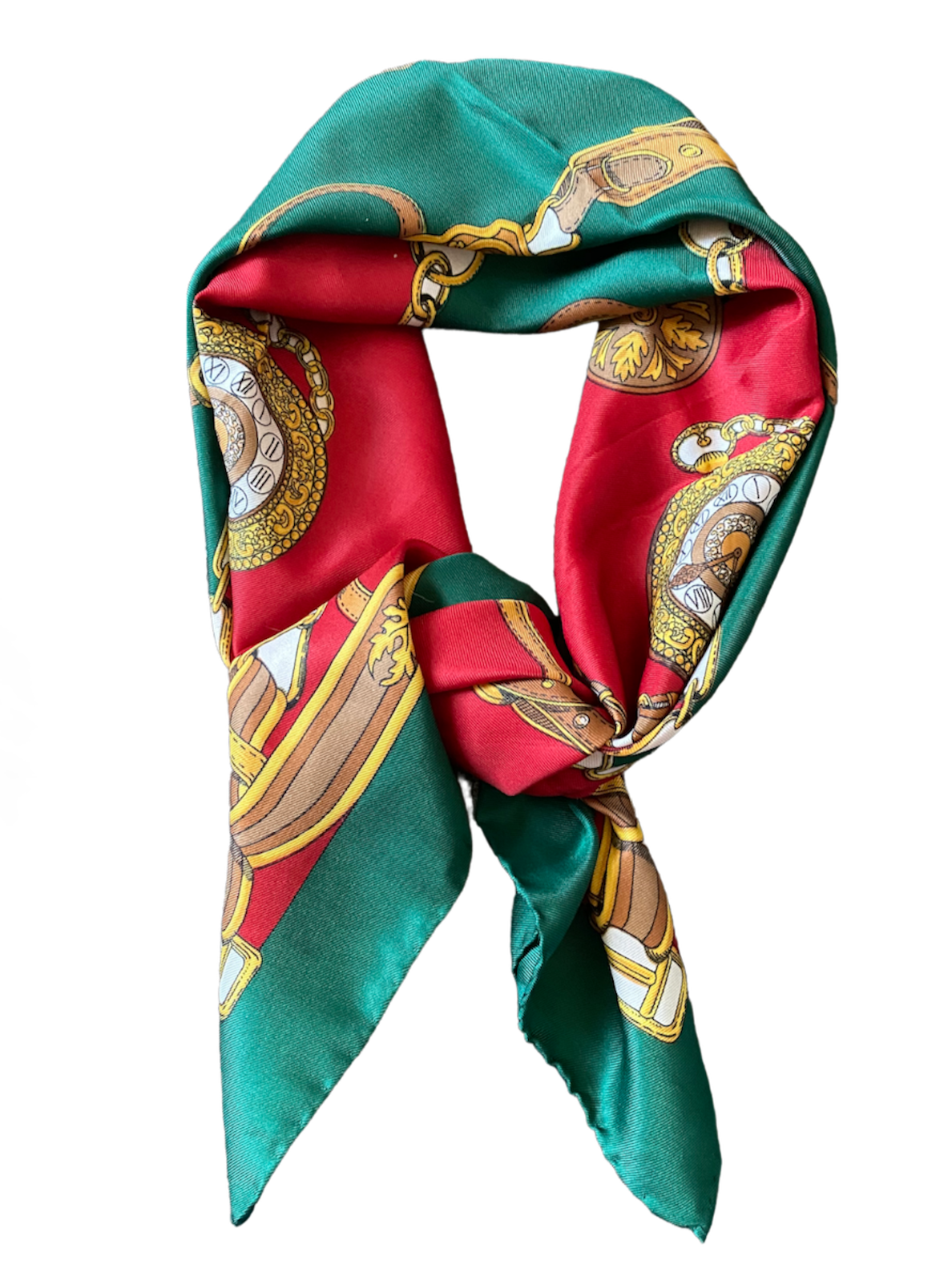 Foulard rouge et vert à motifs chaînes