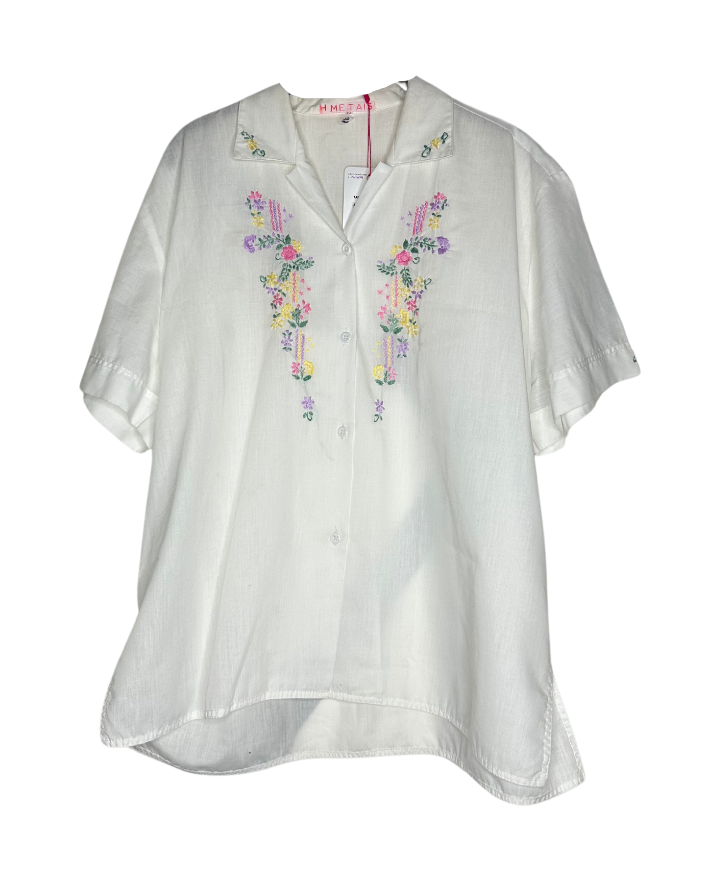 Chemise blanche à broderies pastel | L